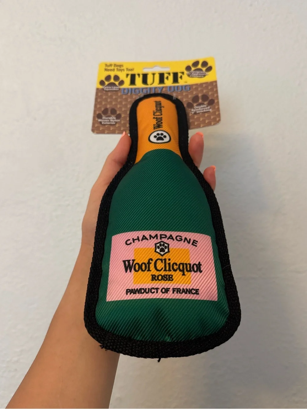 Haute Diggity Dog “Woof Clicquot Rosé” Champagne Dog Toy